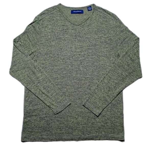 Tommy Bahama Men’s L Green V-Neck Long Sleeve Lightweight Pullover Casual Shirt - Picture 4 of 12